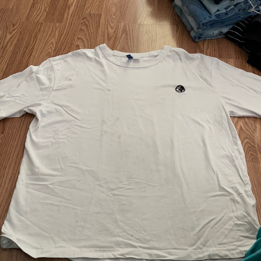 Divided White Tee with Globe
